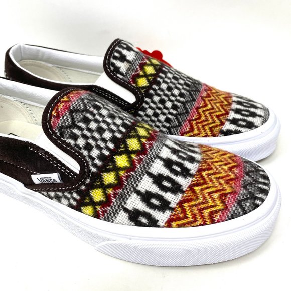 VANS CLASSIC SLIP ON Shoes Mens fair isle Brown Canvas Casual Size VN0A5JMHBF0 - Picture 5 of 10